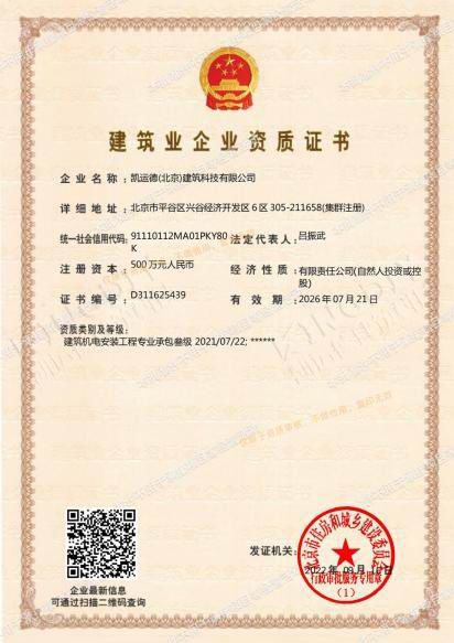 Construction enterprise Qualification certificate